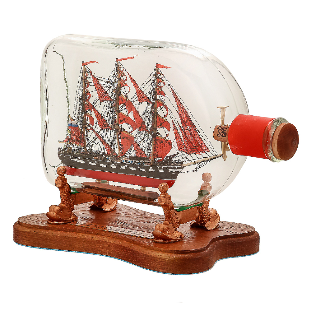Модель корабля в бутылке «Алые паруса» - интернет магазин Русь Велика я фото 1