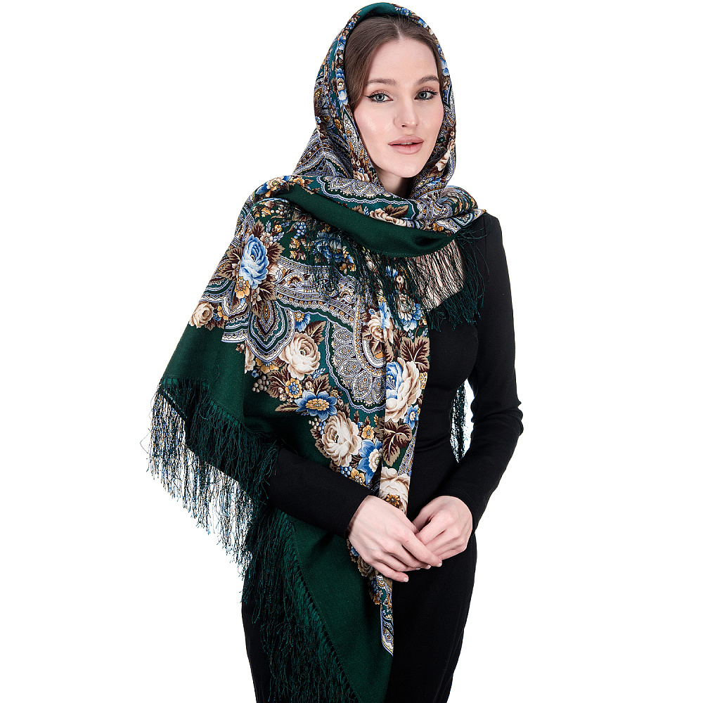 Платок ПавлоПосадский шерстяной «Подарок с ярмарки» 146х146 см - интернет магазин Русь Велика я фото 2