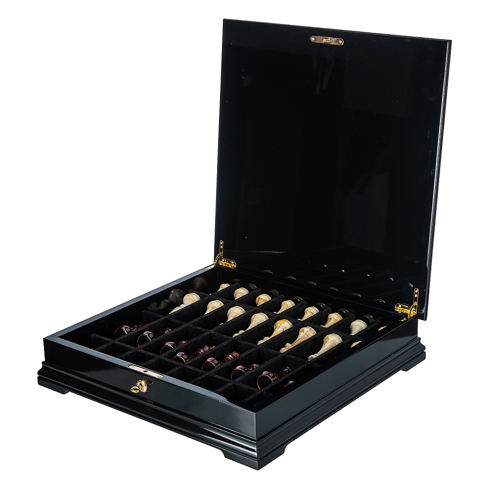 Шахматы с перламутром и фигурами из янтаря 45х45 см - интернет магазин Русь Велика я фото 8