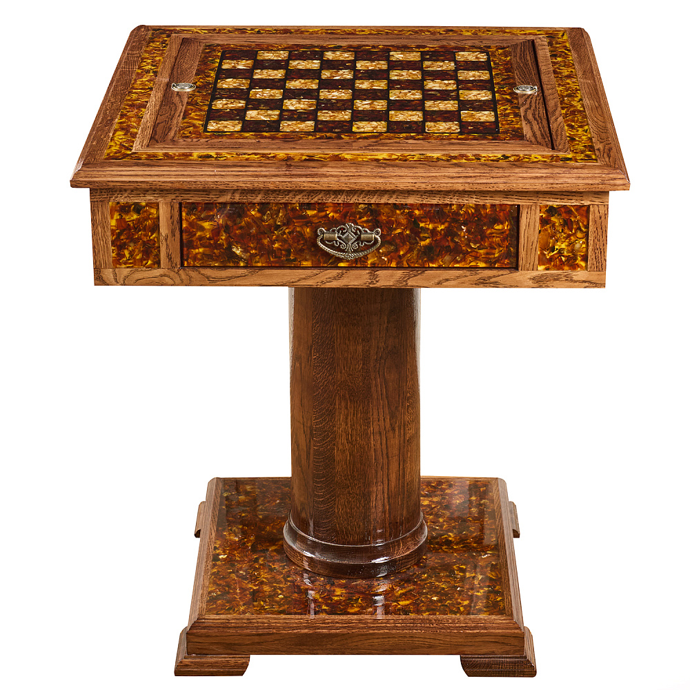 Янтарный стол с шахматами и нардами 62х62 см - интернет магазин Русь Велика я фото 15