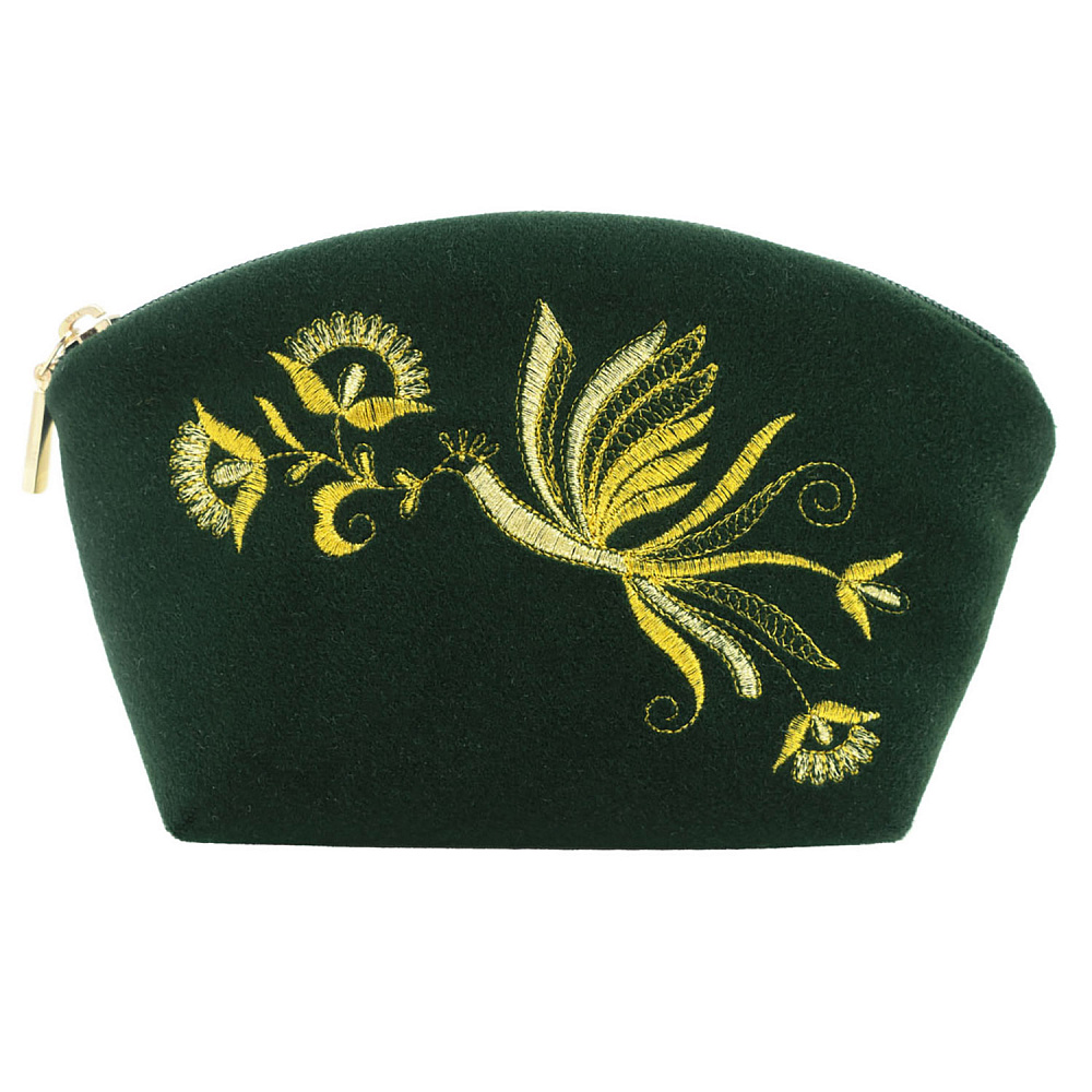 Косметичка «Птица». Темно-зеленая с вышивкой - интернет магазин Русь Велика я фото 1