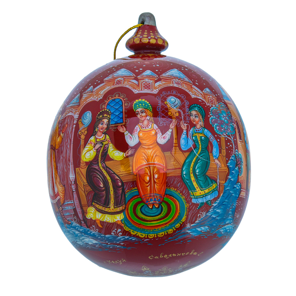 Елочный шар с росписью «Сказка о царе Салтане» - интернет магазин Русь Велика я 