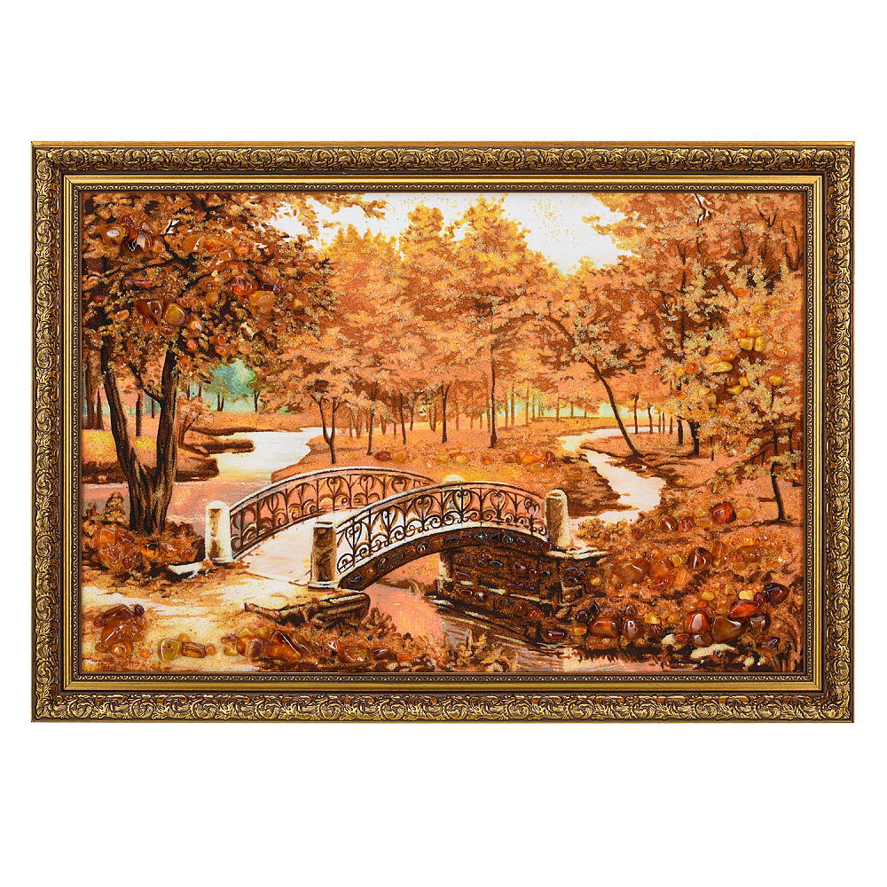 Картина янтарная «Лесной мостик» 60х40 см - интернет магазин Русь Велика я 