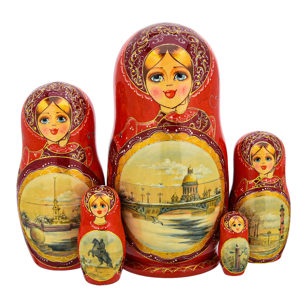 Матрешка «Санкт-Петербург. Исаакиевский собор» 5 мест - интернет магазин Русь Велика я 