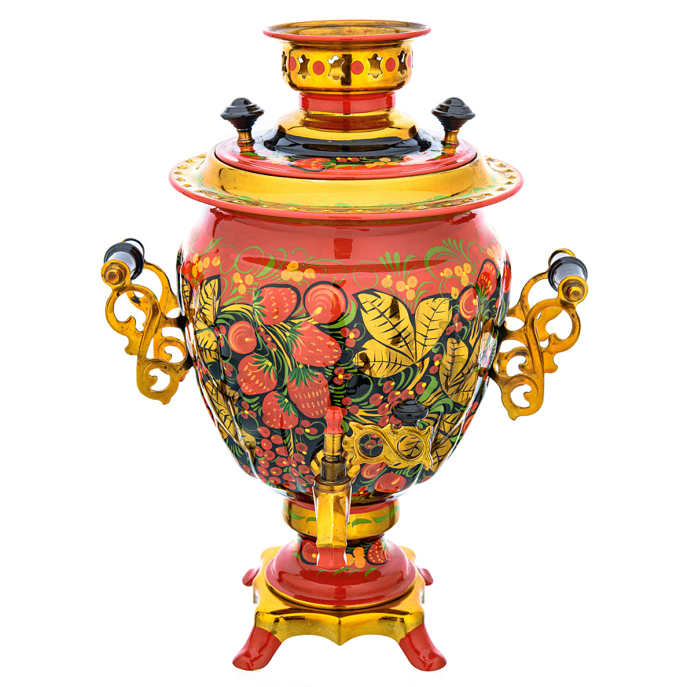 Самовар электрический 3 л с сервизом «Клубника». Хохлома - интернет магазин Русь Велика я фото 3