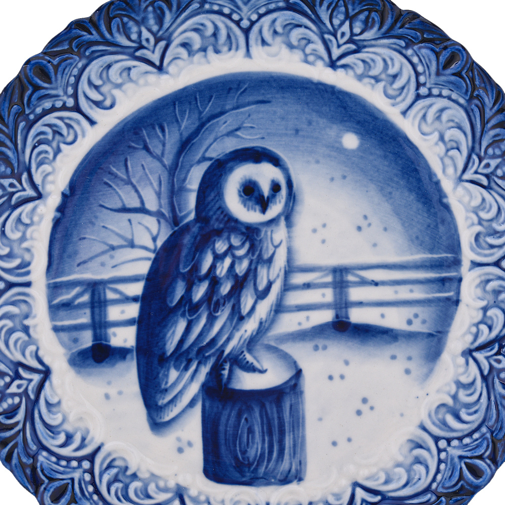 Тарелка декоративная «Птицы». Гжель - интернет магазин Русь Велика я фото 1