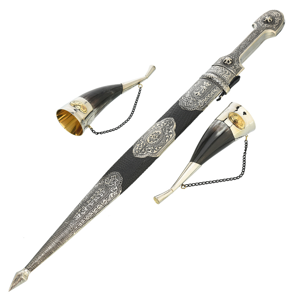 Подарочный набор с кинжалом и рожками для вина - интернет магазин Русь Велика я фото 1