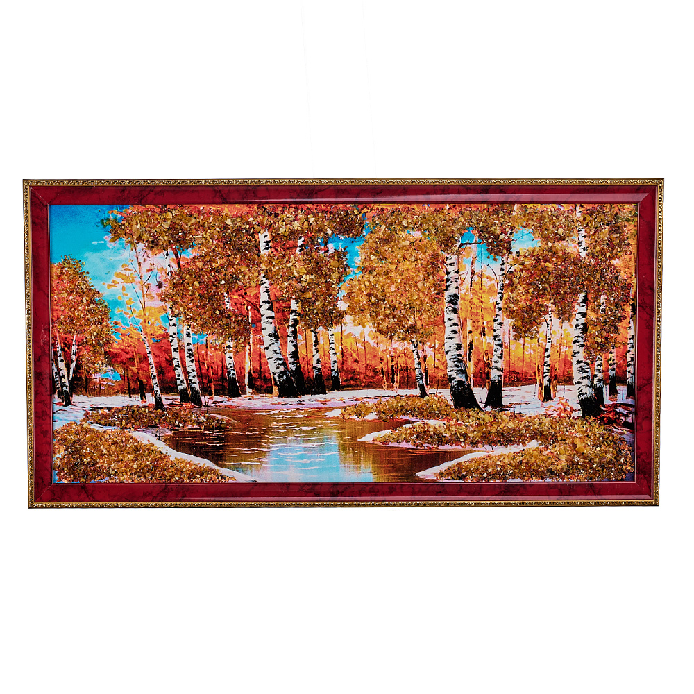 Картина янтарная «Березки» 60х29 см - интернет магазин Русь Велика я 