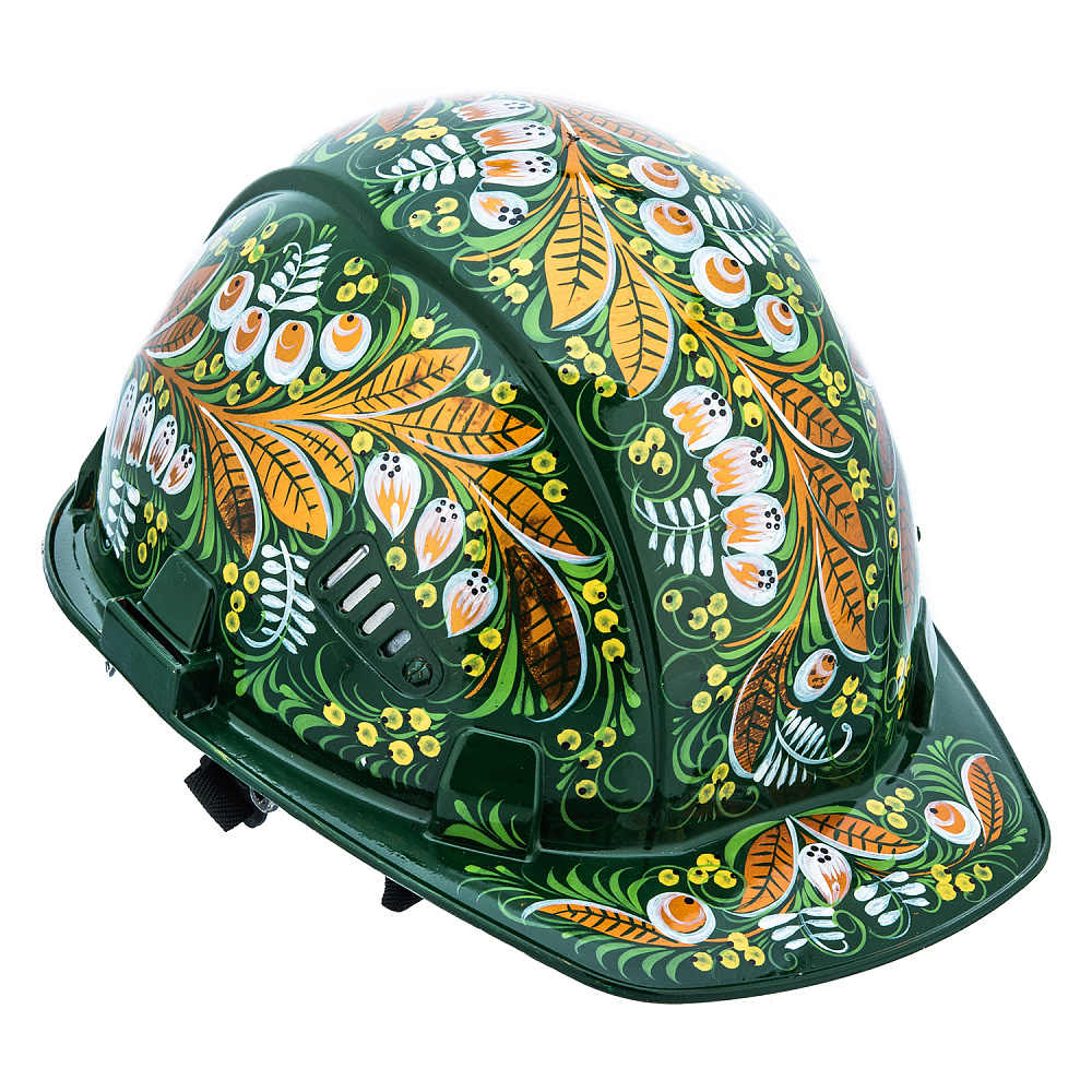 Каска строительная с росписью «Ландыш». Хохлома - интернет магазин Русь Велика я 