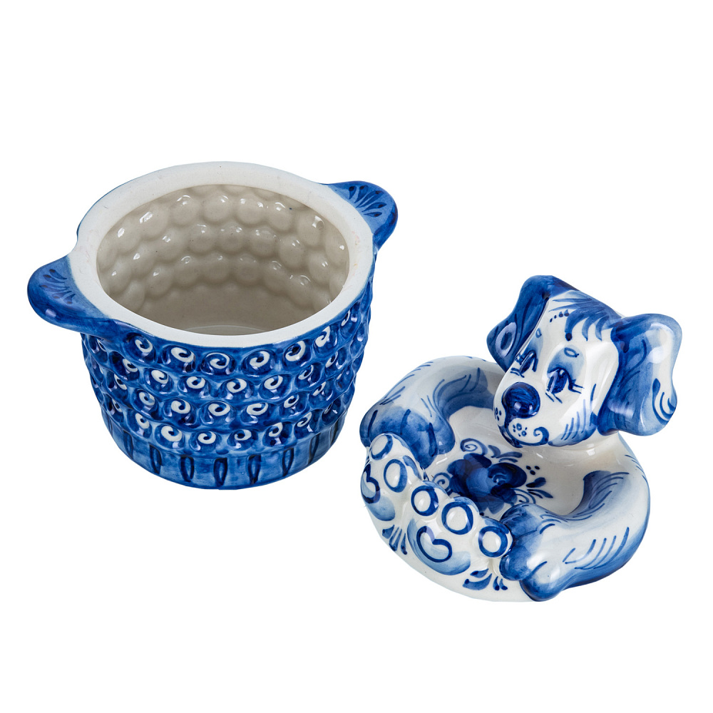 Сахарница «Собака». Гжель - интернет магазин Русь Велика я фото 1