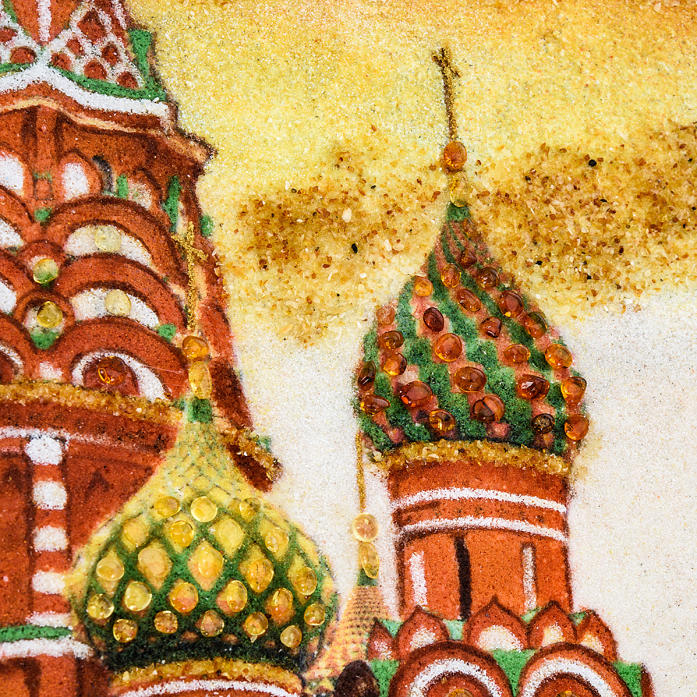 Картина янтарная в багете «Храм Василия Блаженного» 30х40 см - интернет магазин Русь Велика я фото 3