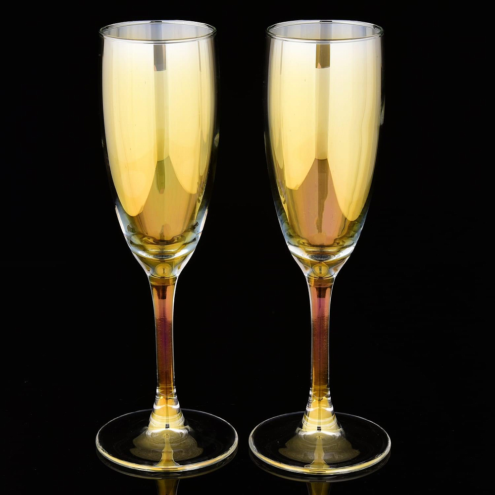 Набор бокалов для шампанского из цветного стекла - интернет магазин Русь Велика я фото 1