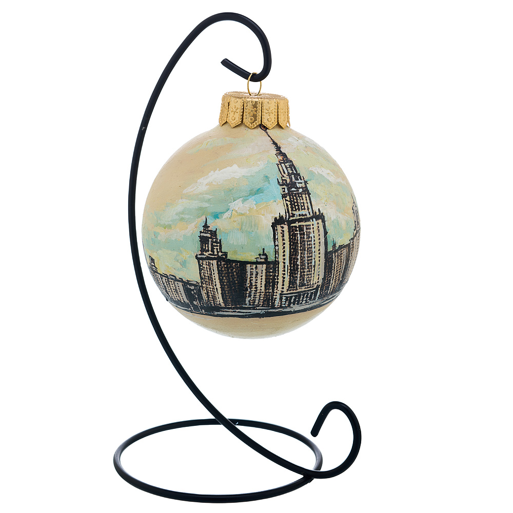 Елочный шар с ручной росписью «Москва. МГУ» - интернет магазин Русь Велика я 