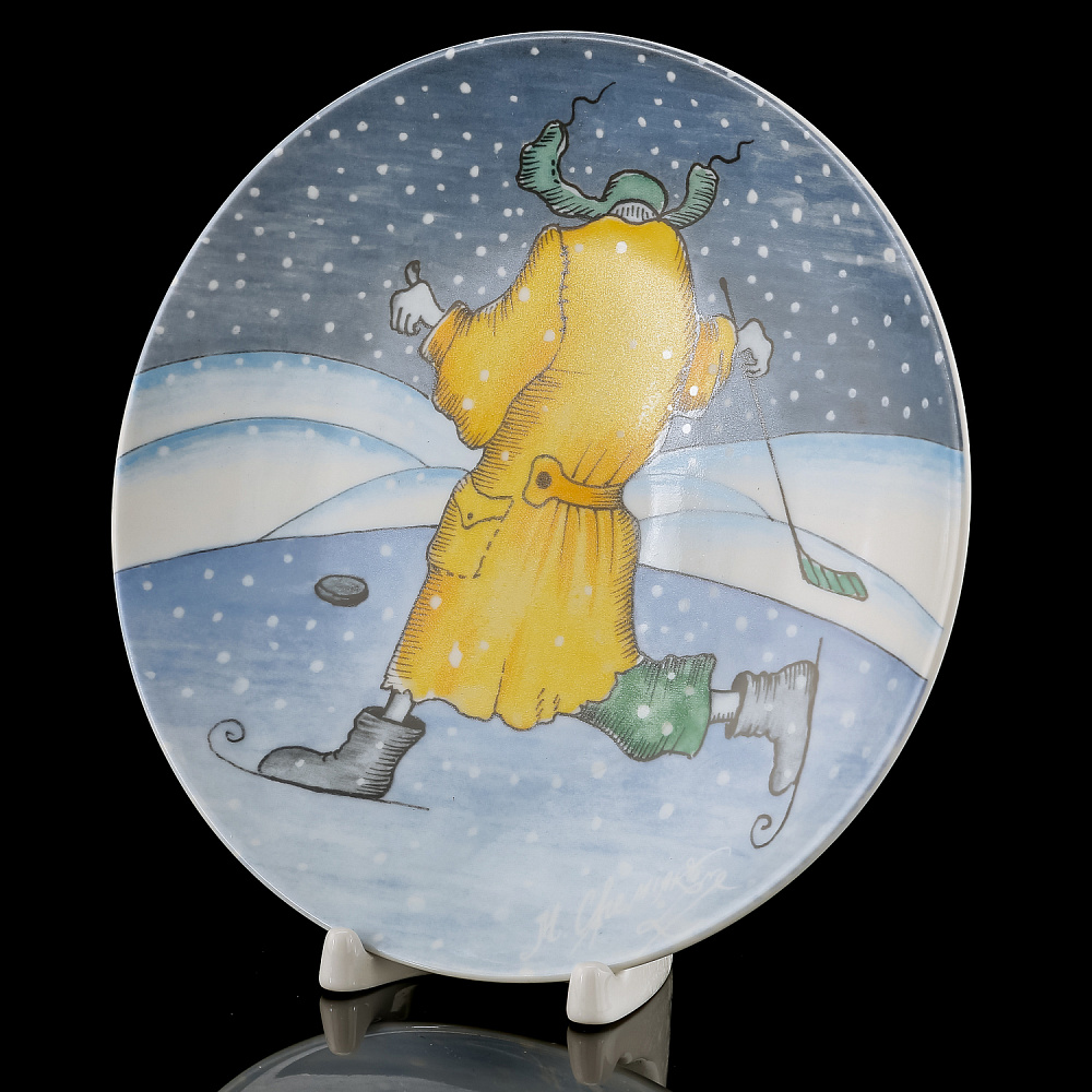 Декоративная тарелка «Зима. Хоккей». Форма Эллипс. ИФЗ - интернет магазин Русь Велика я фото 2
