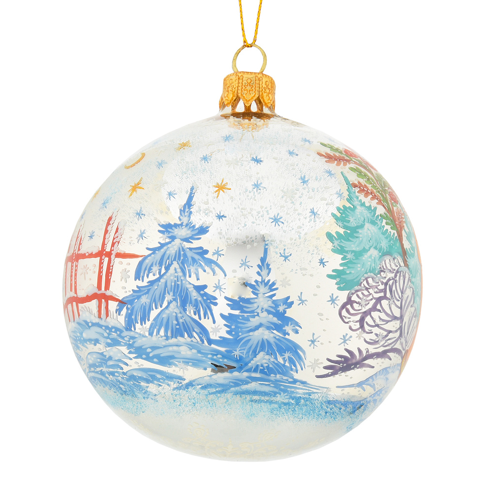 Новогодний елочный шар с росписью «Серебряное копытце» - интернет магазин Русь Велика я фото 2