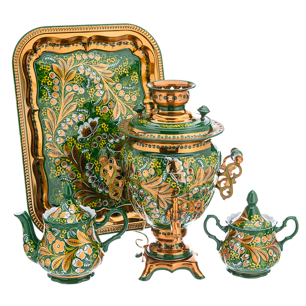 Самовар электрический 3л с сервизом «Ландыш». Хохлома - интернет магазин Русь Велика я фото 2