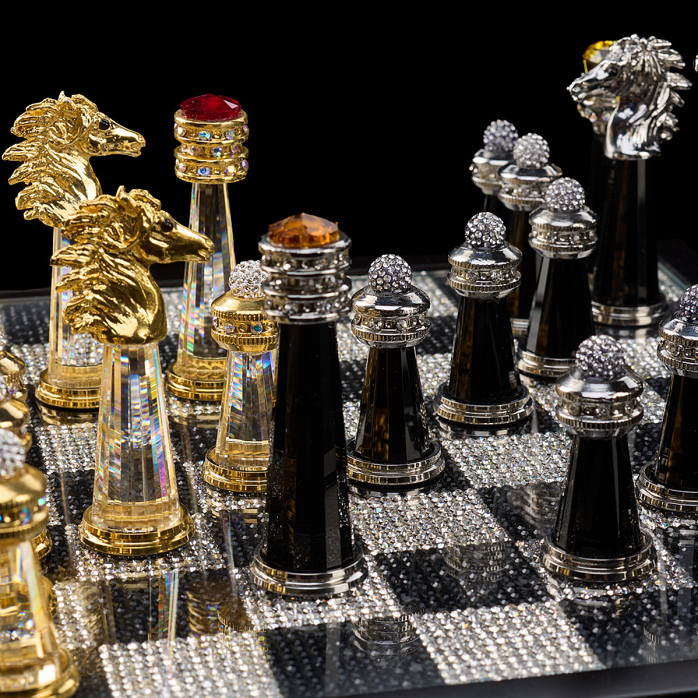 Шахматы со стразами и хрустальными фигурами 29х29 см Asfour Crystal - интернет магазин Русь Велика я фото 7