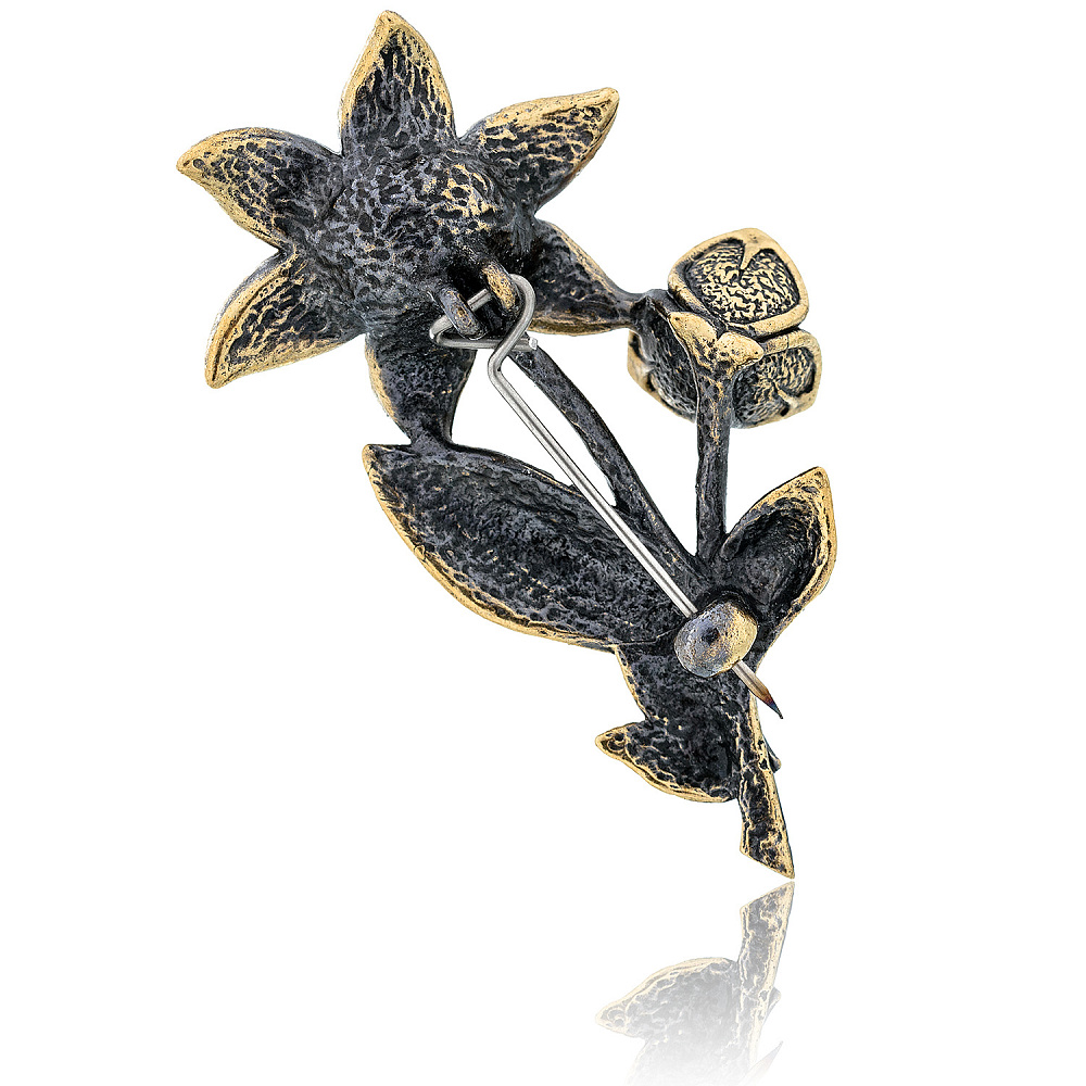 Брошь с янтарем «Цветок Ворслея» - интернет магазин Русь Велика я фото 1
