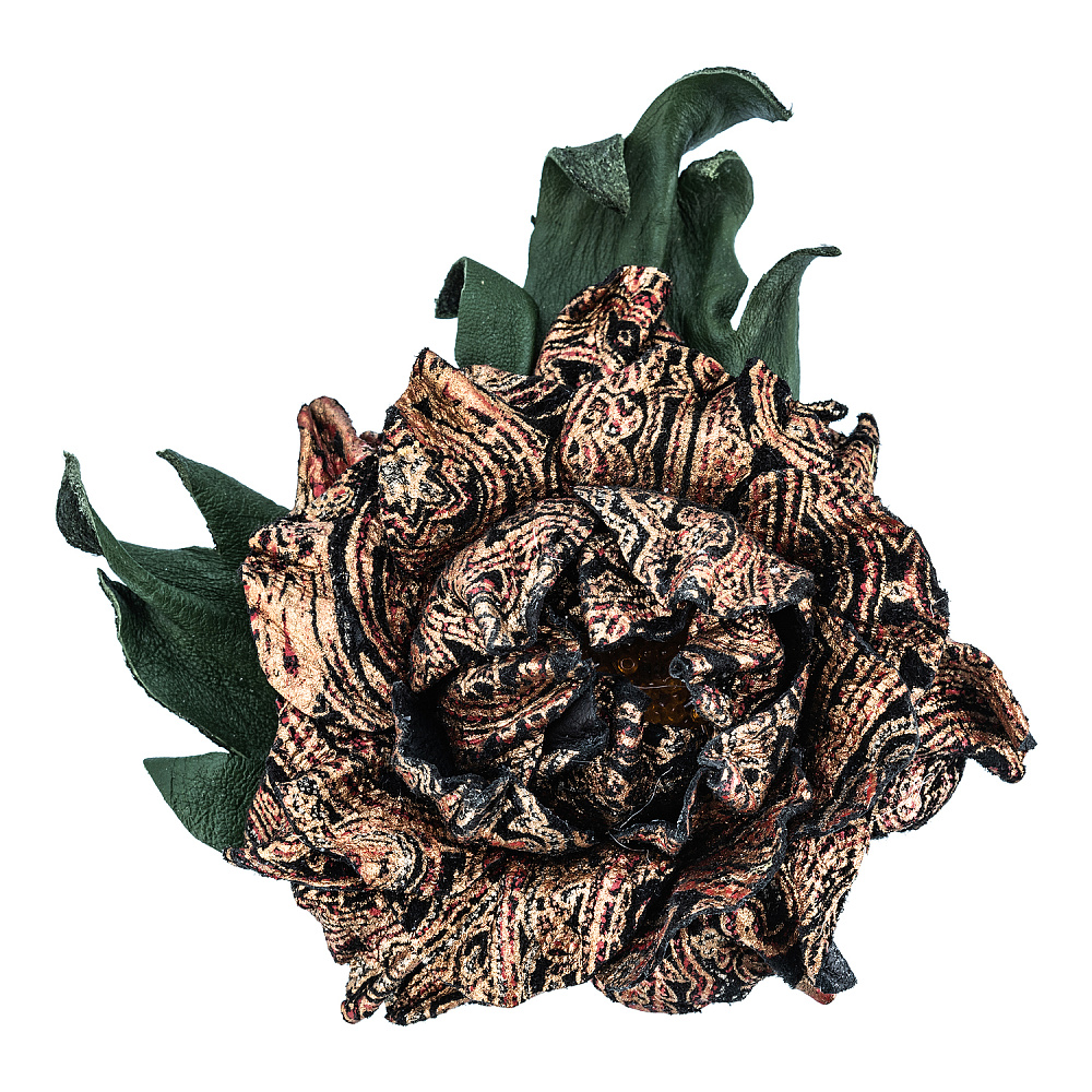 Брошь из натуральной кожи «Цветок» - интернет магазин Русь Велика я 