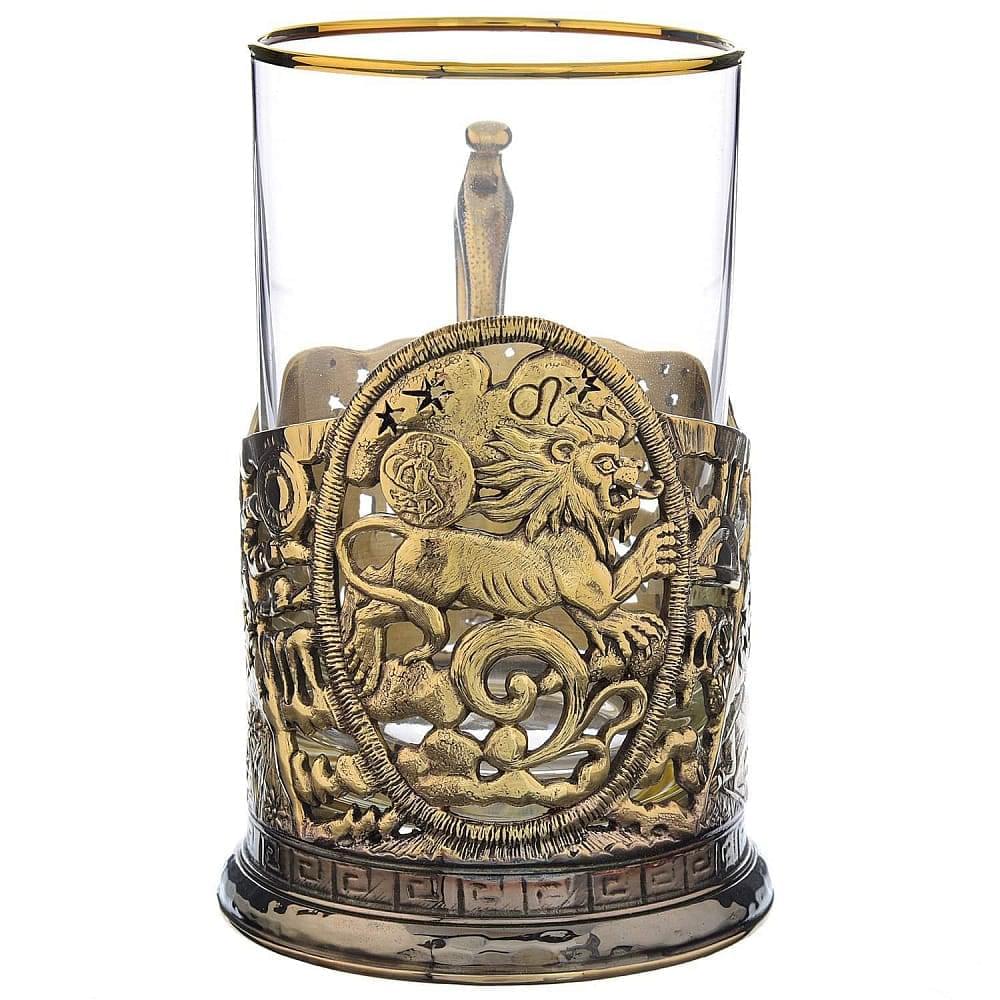 Подстаканник латунный «Знаки Зодиака. Лев» - интернет магазин Русь Велика я 