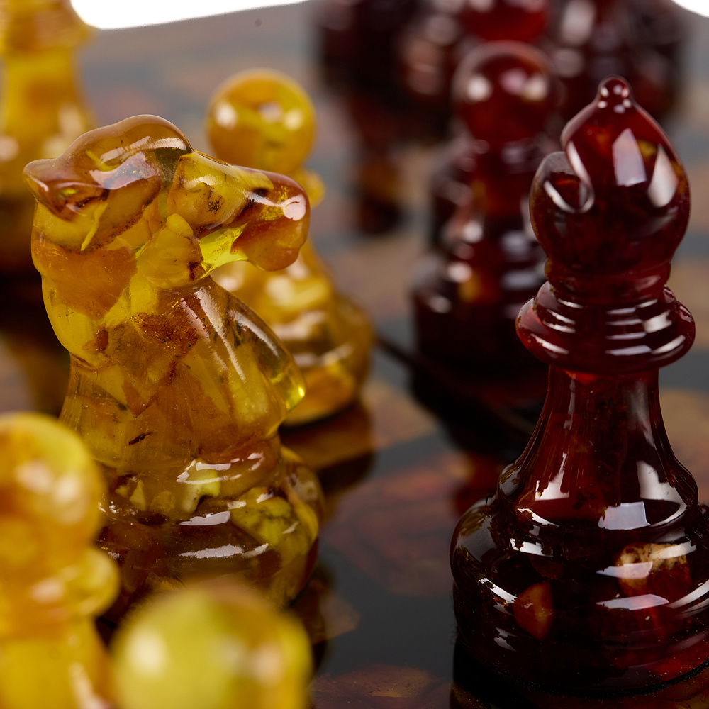 Шахматы складные с янтарными фигурами 30х28 см - интернет магазин Русь Велика я фото 6