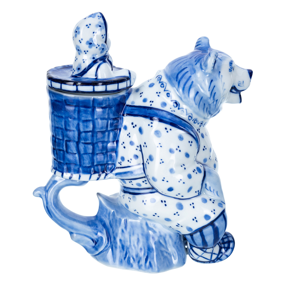 Чайник коллекционный «Маша и медведь». Гжель - интернет магазин Русь Велика я фото 2
