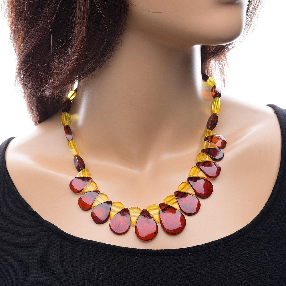 Колье из натурального янтаря «Капли» 21,6 гр. - интернет магазин Русь Велика я 