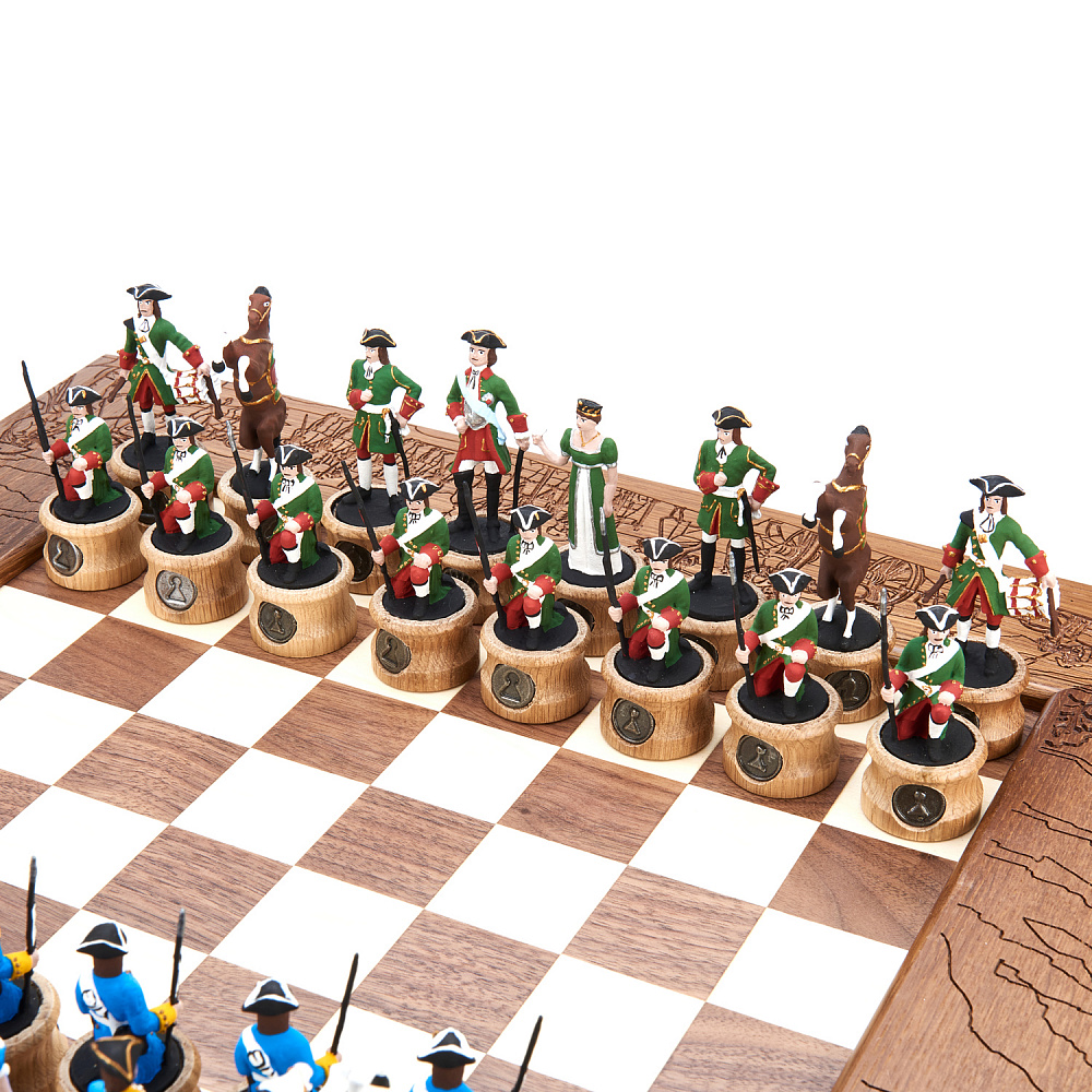 Шахматы из массива мореного дуба «Полтава» 47х47 см - интернет магазин Русь Велика я фото 1