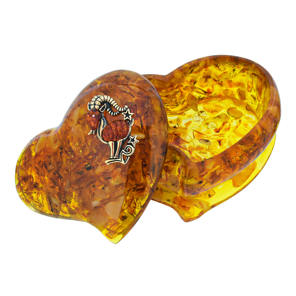 Шкатулка из янтаря «Сердце. Знак зодиака Козерог» - интернет магазин Русь Велика я фото 1