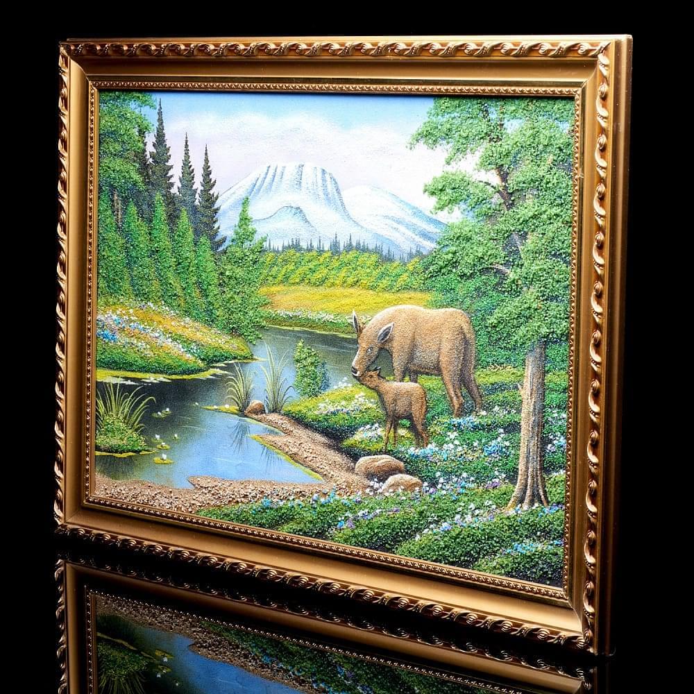 Картина с каменной крошкой «Олени на водоеме» 69 х 49 см - интернет магазин Русь Велика я фото 4