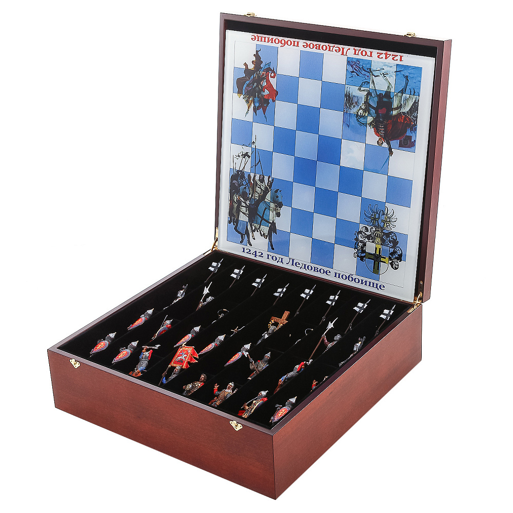 Шахматы со стеклянным полем и оловянными фигурами «Ледовое побоище» 34х34 см - интернет магазин Русь Велика я фото 14