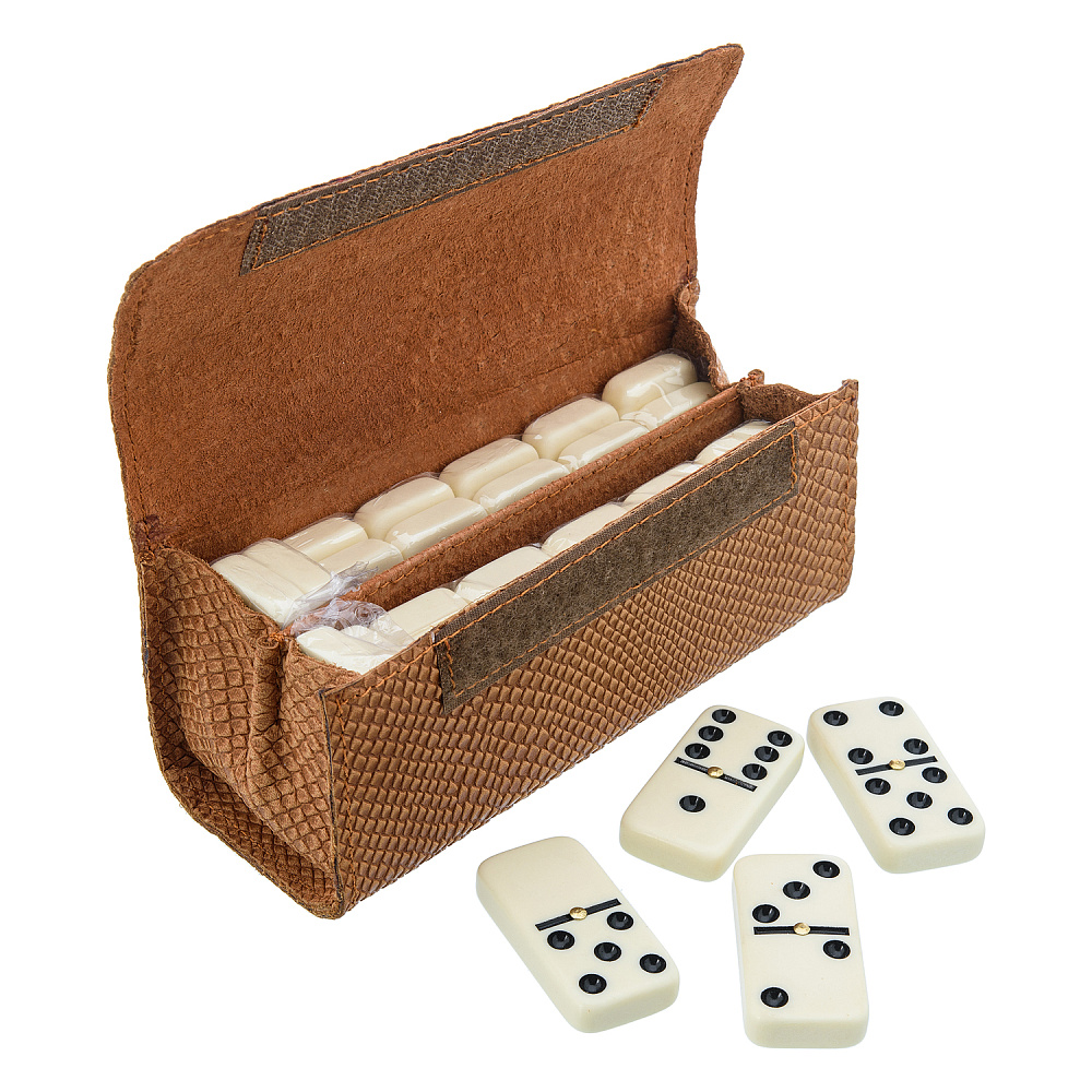 Домино D6 в пенале из тисненой кожи - интернет магазин Русь Велика я 