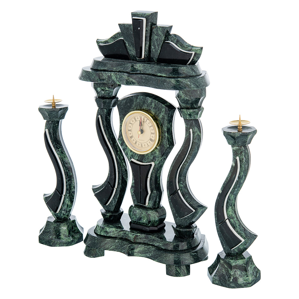 Часы с подсвечниками из камня «Корона» - интернет магазин Русь Велика я 
