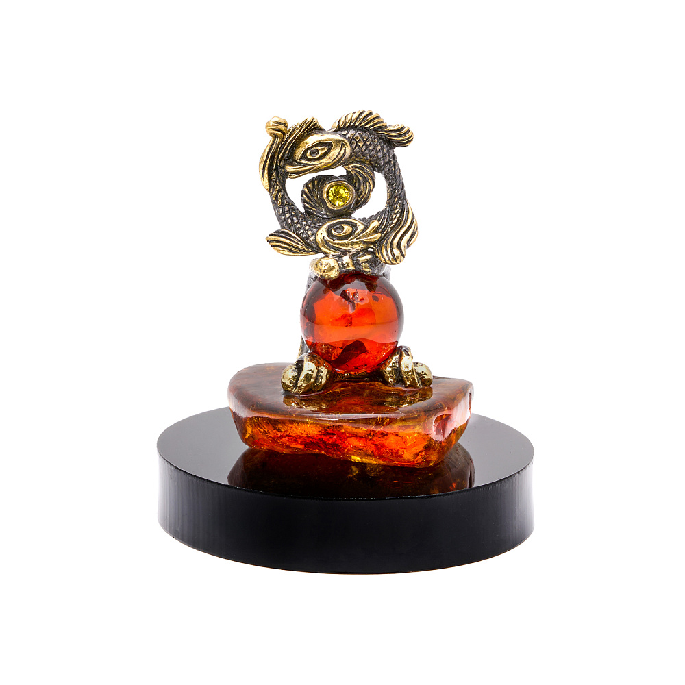 Статуэтка из янтаря и бронзы «Знак Зодиака Рыбы» - интернет магазин Русь Велика я фото 1