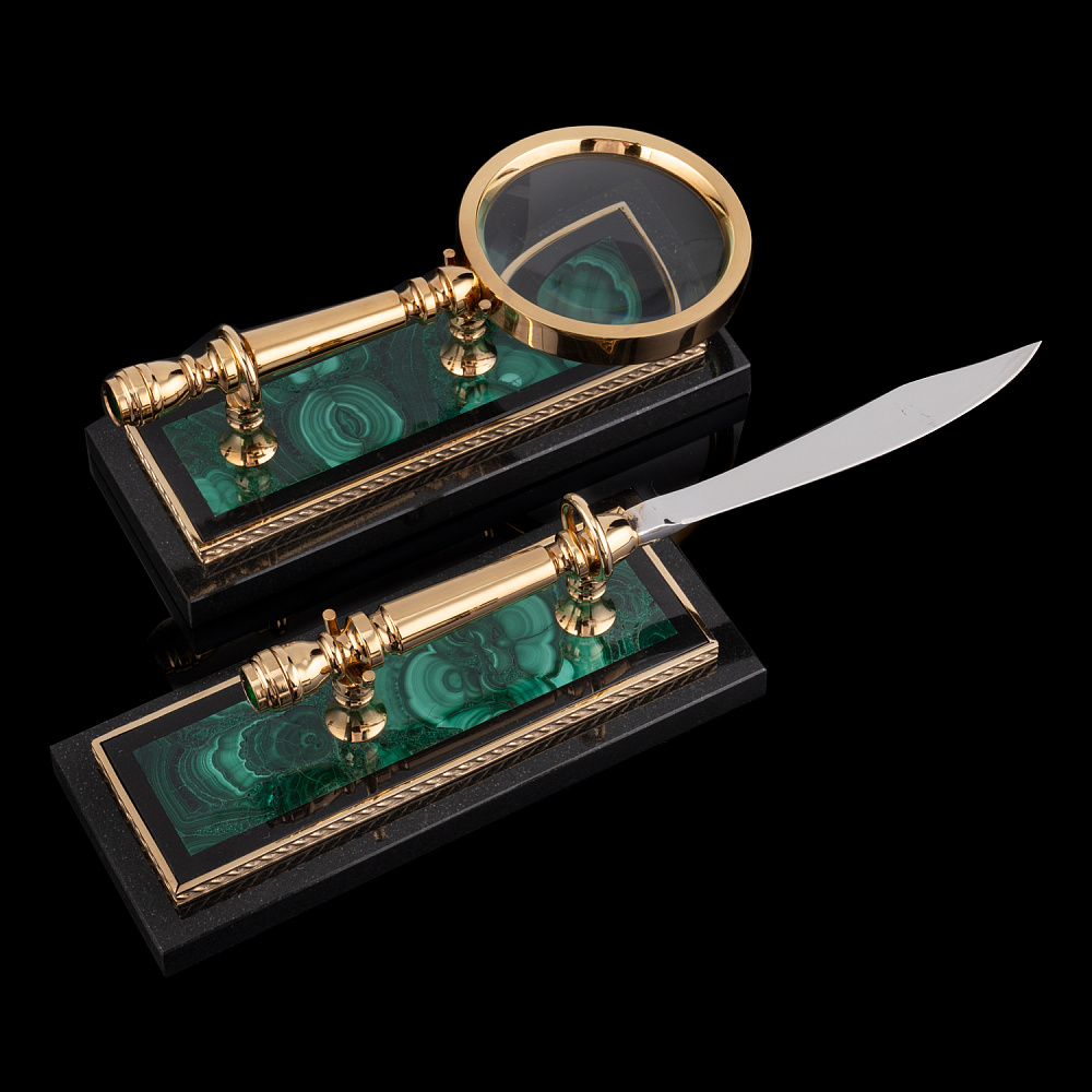 Настольный письменный набор из малахита «Конь». Златоуст - интернет магазин Русь Велика я фото 4