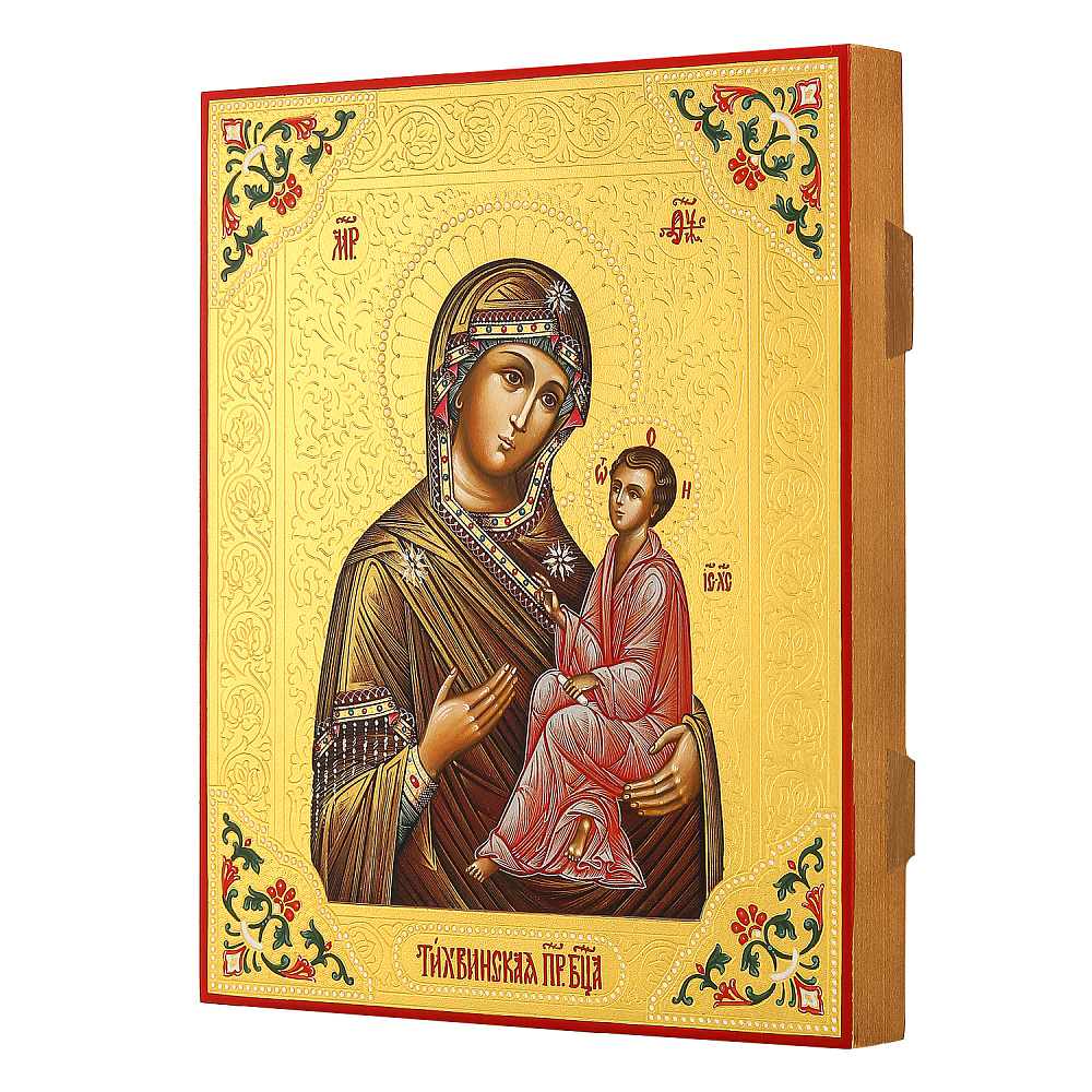 Икона на сусальном золоте «Божья Матерь Тихвинская» 20 х 24 см - интернет магазин Русь Велика я фото 1