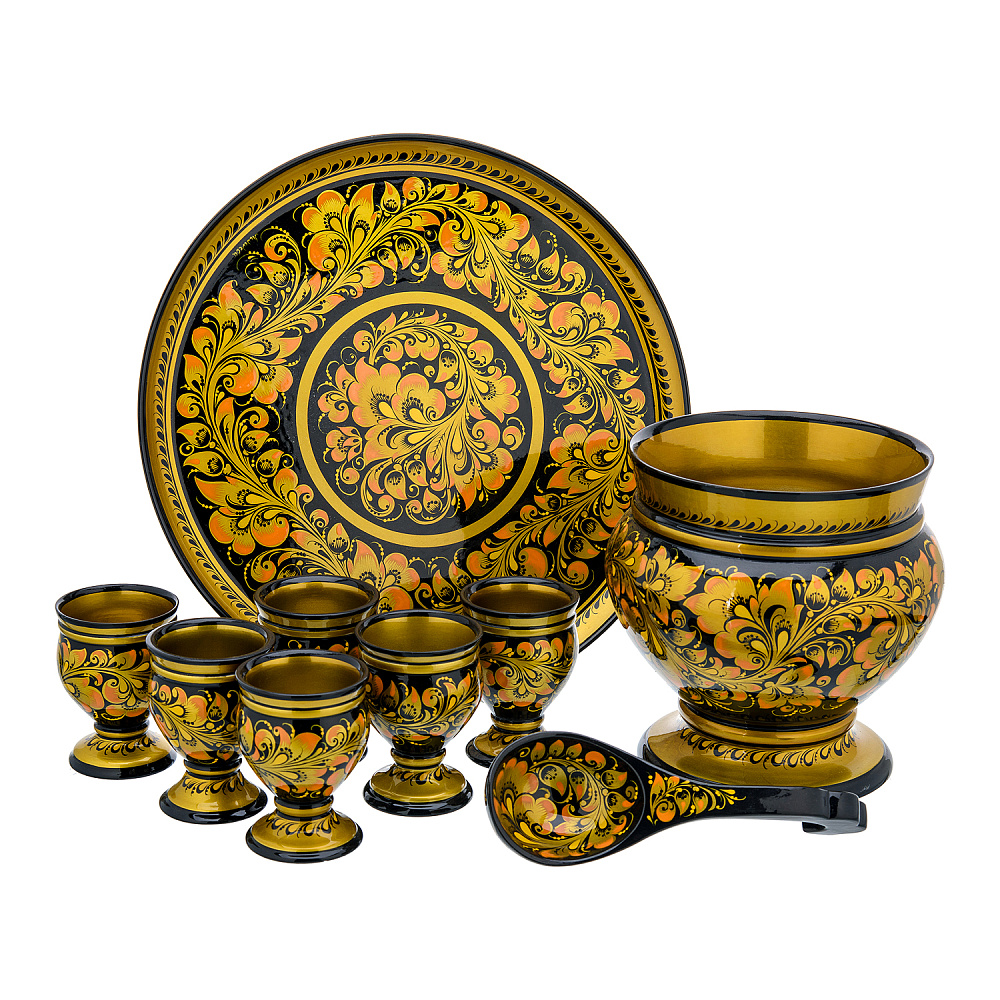 Питейный набор для вина «Радость встречи». Хохлома - интернет магазин Русь Велика я 