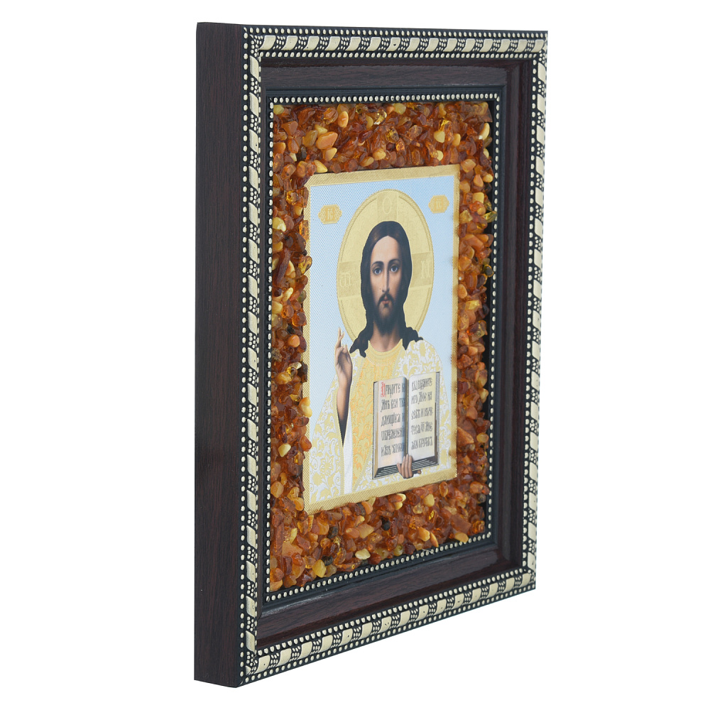 Икона янтарная «Господь Вседержитель» 22х19 см - интернет магазин Русь Велика я фото 4