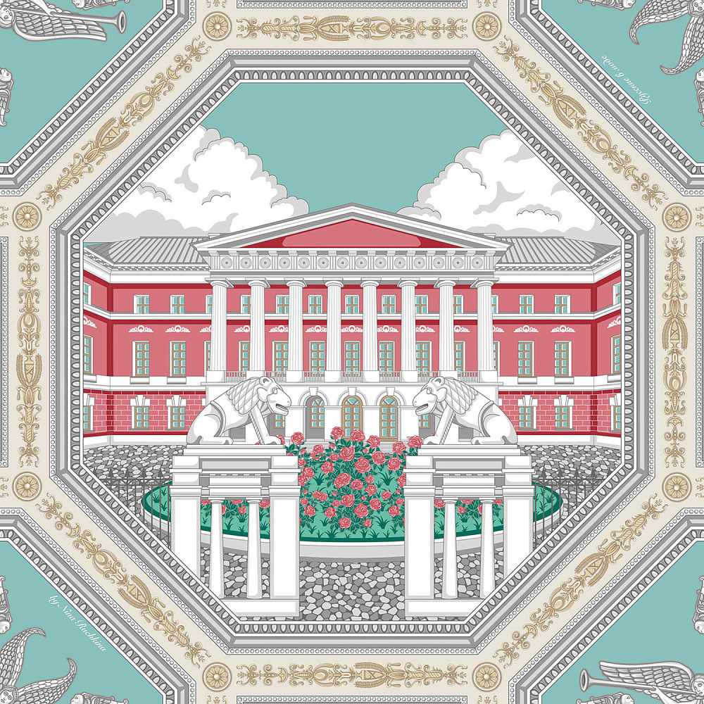 Платок шелковый «Музей современной истории России» 90х90 см - интернет магазин Русь Велика я фото 1