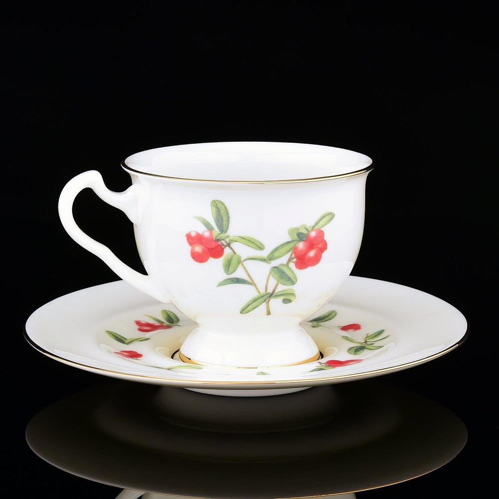 Чайная пара «Брусника» форма «Айседора» ИФЗ - интернет магазин Русь Велика я 