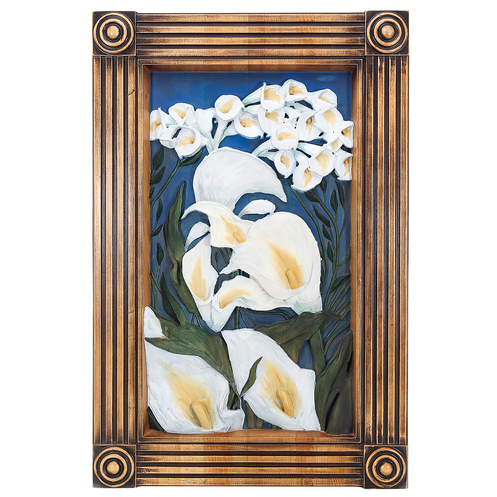 Панно из дерева «Девушка с цветами» 83х56 см - интернет магазин Русь Велика я 