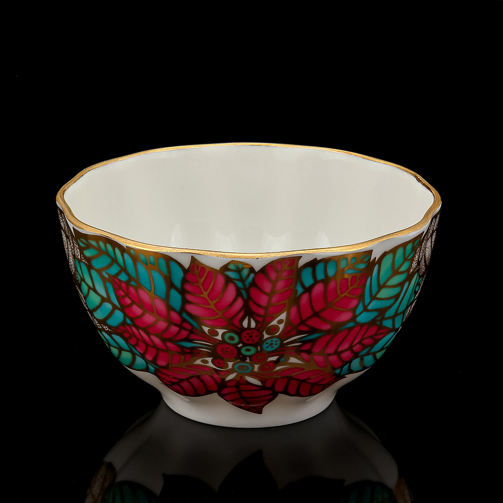 Чайная пара 250 мл «Пуансеттия». Форма «Тюльпан». ИФЗ - интернет магазин Русь Велика я фото 4