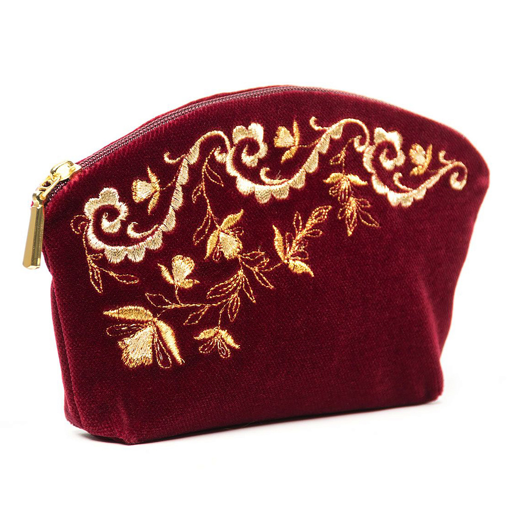 Косметичка «Нефертити». Бордовая с вышивкой - интернет магазин Русь Велика я 