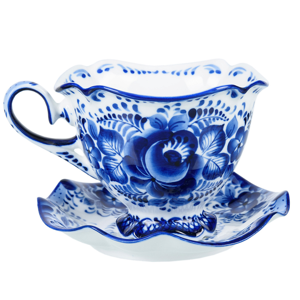 Чайная пара «Будничная». Гжель - интернет магазин Русь Велика я фото 1