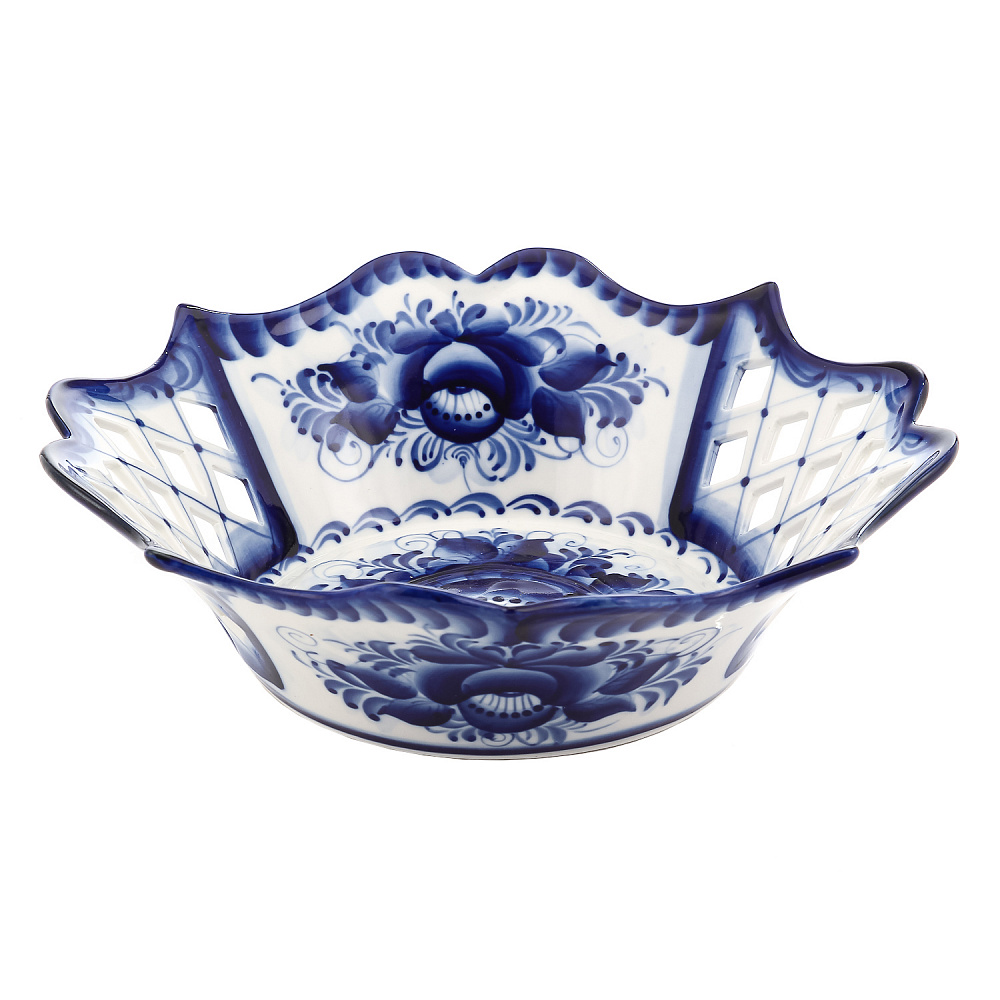 Сухарница «Роза ажурная». Гжель - интернет магазин Русь Велика я 