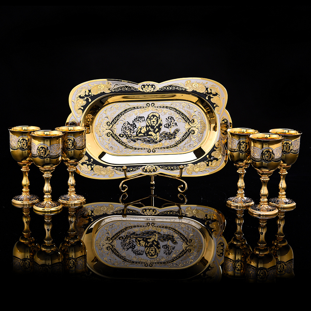 Питейный набор на 6 персон «Лев». Златоуст - интернет магазин Русь Велика я 