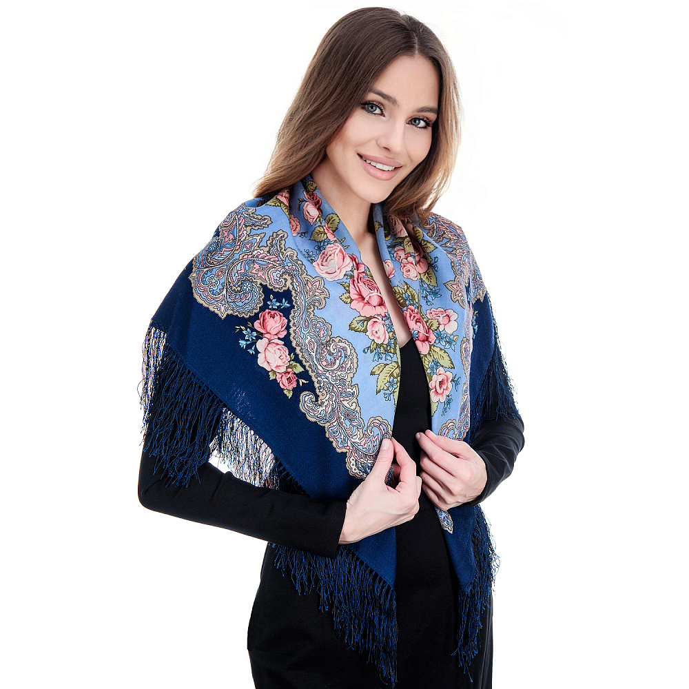 Платок ПавлоПосадский шерстяной «Румянец» 89х89 см - интернет магазин Русь Велика я фото 4