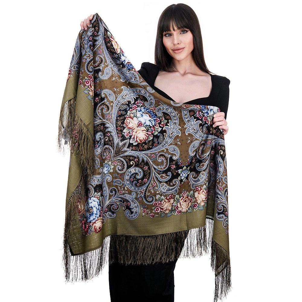 Платок ПавлоПосадский шерстяной «Мечты о счастье» 125х125 см - интернет магазин Русь Велика я фото 2