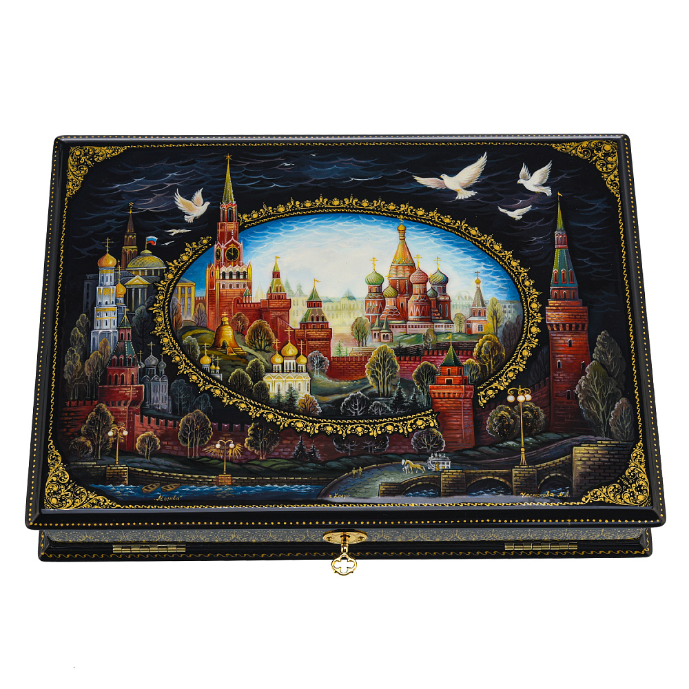 Шкатулка для документов с художественной росписью «Москва» - интернет магазин Русь Велика я 