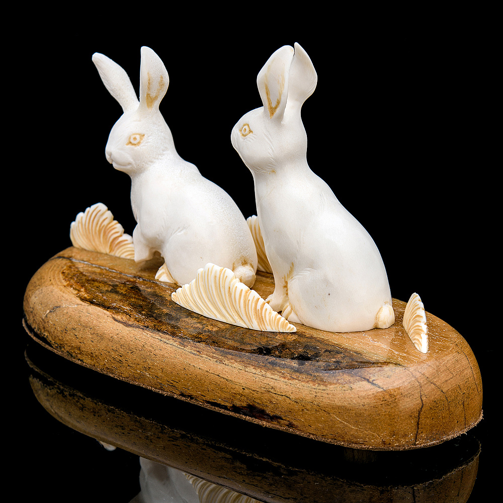 Скульптура из кости «Кролики» - интернет магазин Русь Велика я фото 2